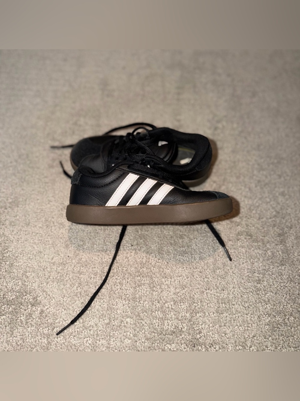 Adidas VL Court 3.0 Kids Black White Gum Sole Sneakers Size 13